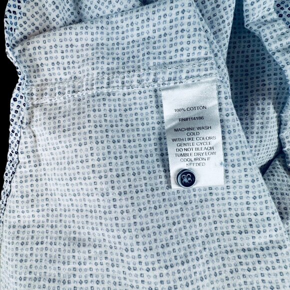 Thomas Sterling Flip Cuff Long Sleeve Button Up Shirt Blue Geometric Mens XL - Picture 8 of 8